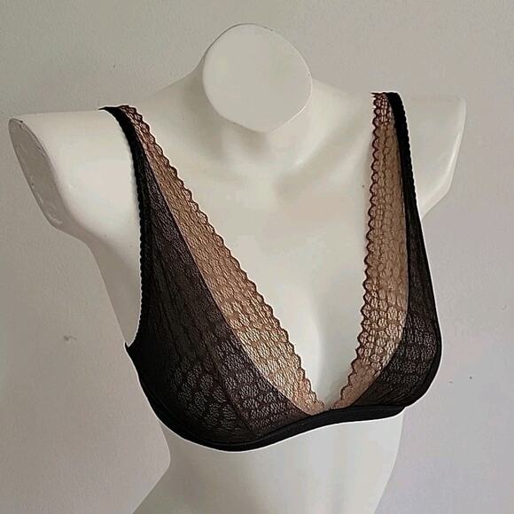 Cosabella Cleope Soft Mesh Bralette Small Petite NEW Bronze Black Designer - Picture 2 of 9